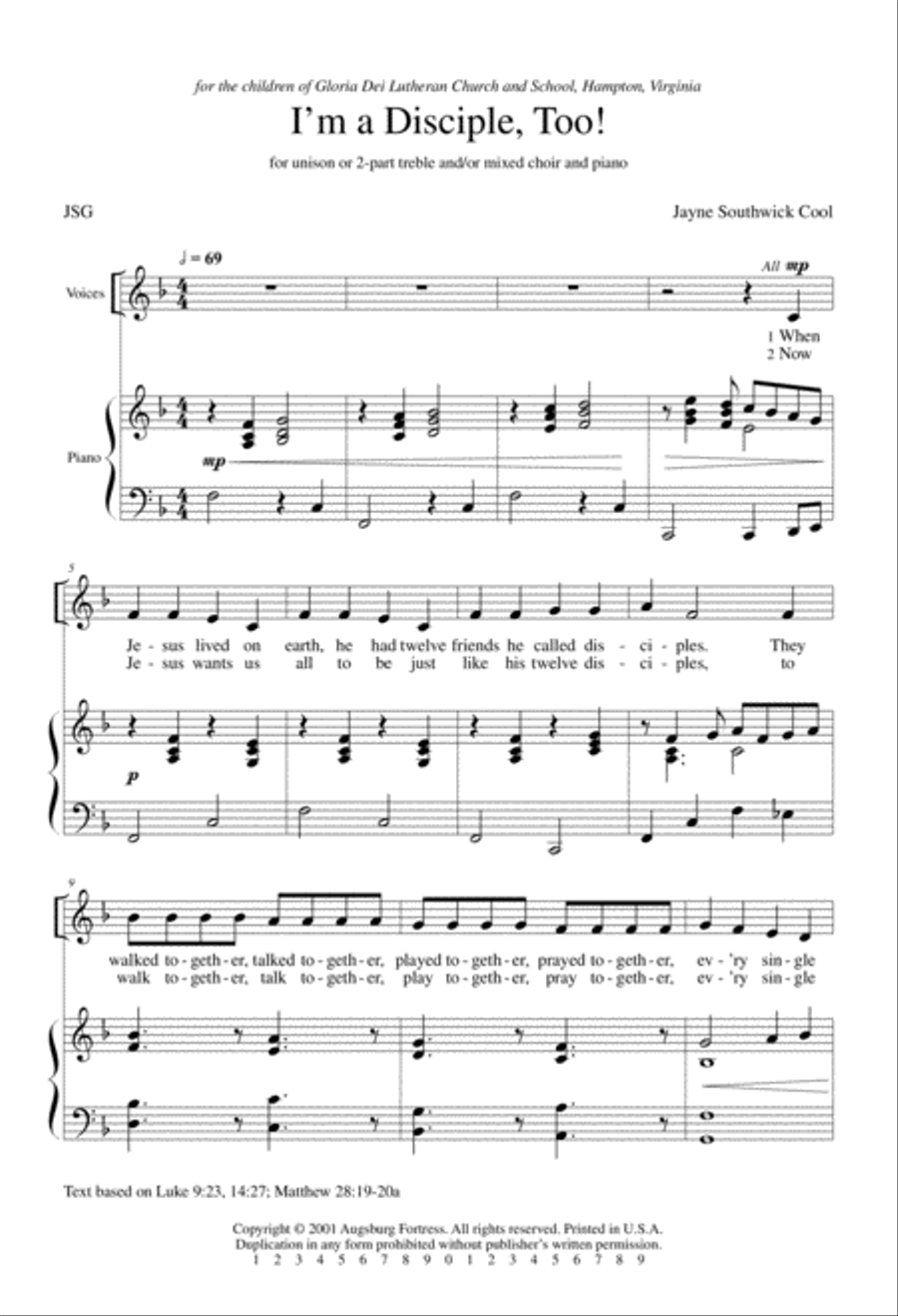 I'm a Disciple, Too! Unison Choir scores gallery preview page 2