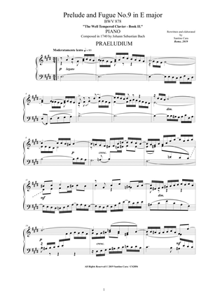 Book cover for Bach - Prelude and Fugue No.9 in E major BWV 878 for Piano