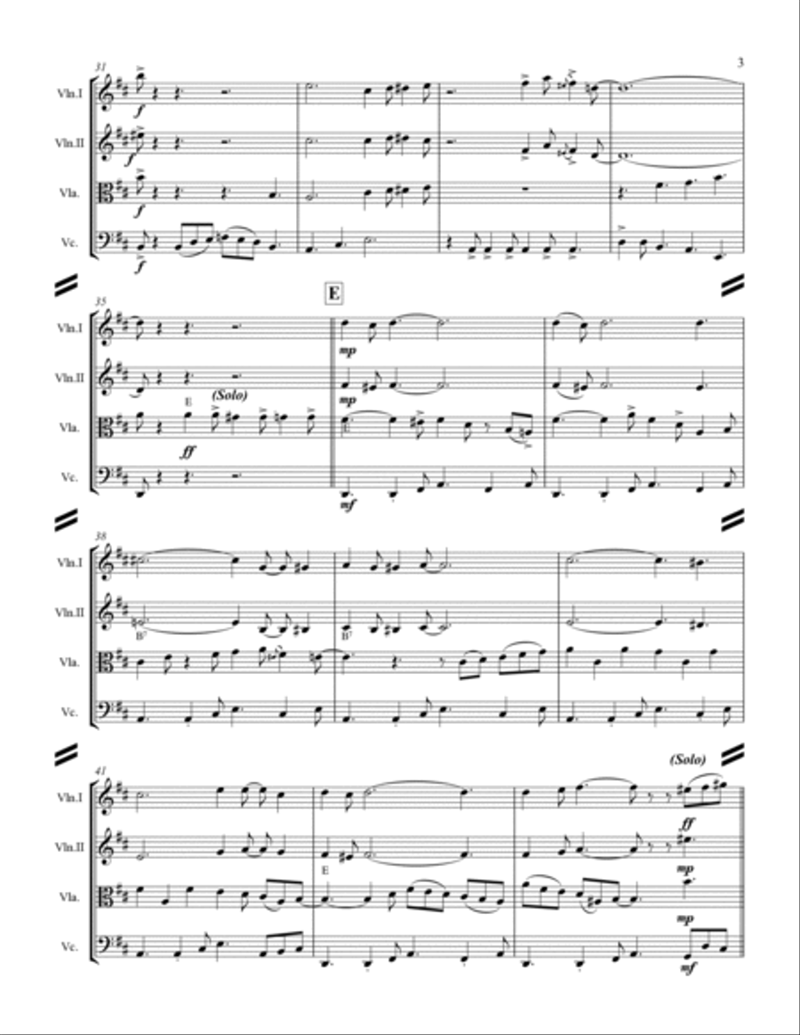 Blue Christmas Blue Christmas String Quartet scores gallery preview page 4