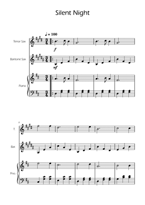 Silent Night - Tenor and Bartitone Sax Duet w/ Piano