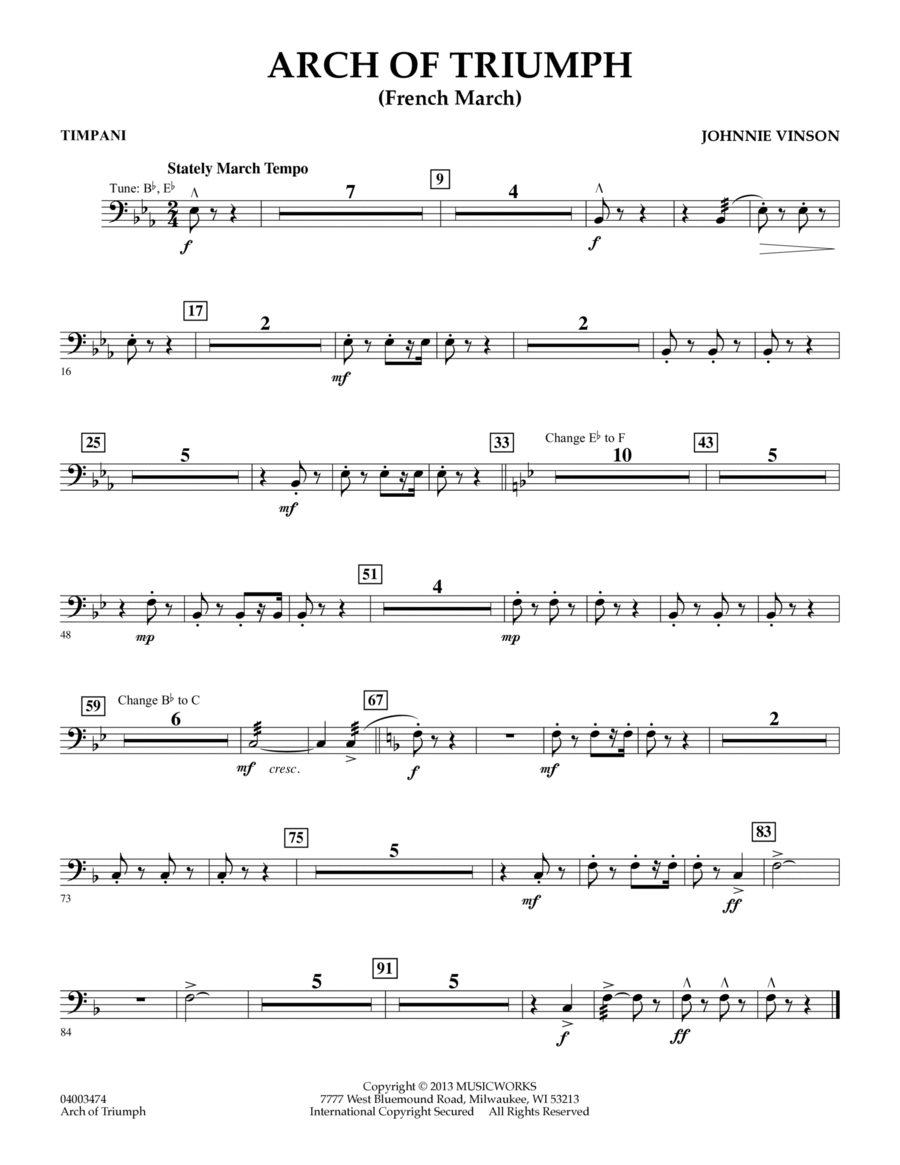 Arch of Triumph (French March) - Timpani Concert Band scores gallery preview page 1