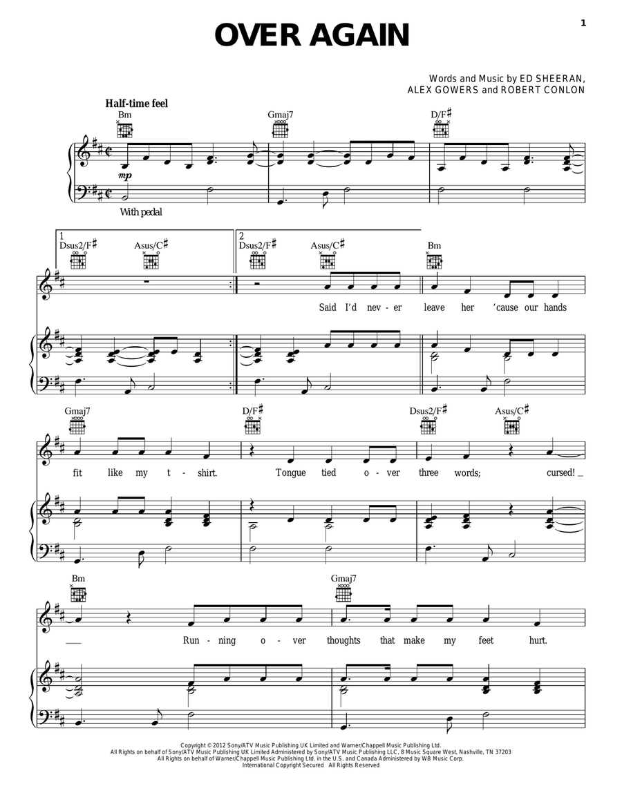 Over Again Over Again Piano, Vocal, Guitar scores gallery preview page 1