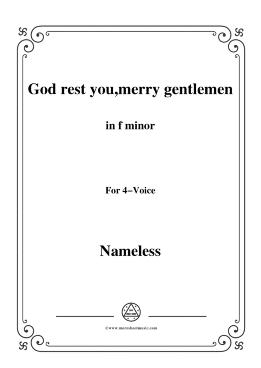Nameless-Christmas Carol,God rest you,merry gentlemen,in f minor,for voice and piano image number null