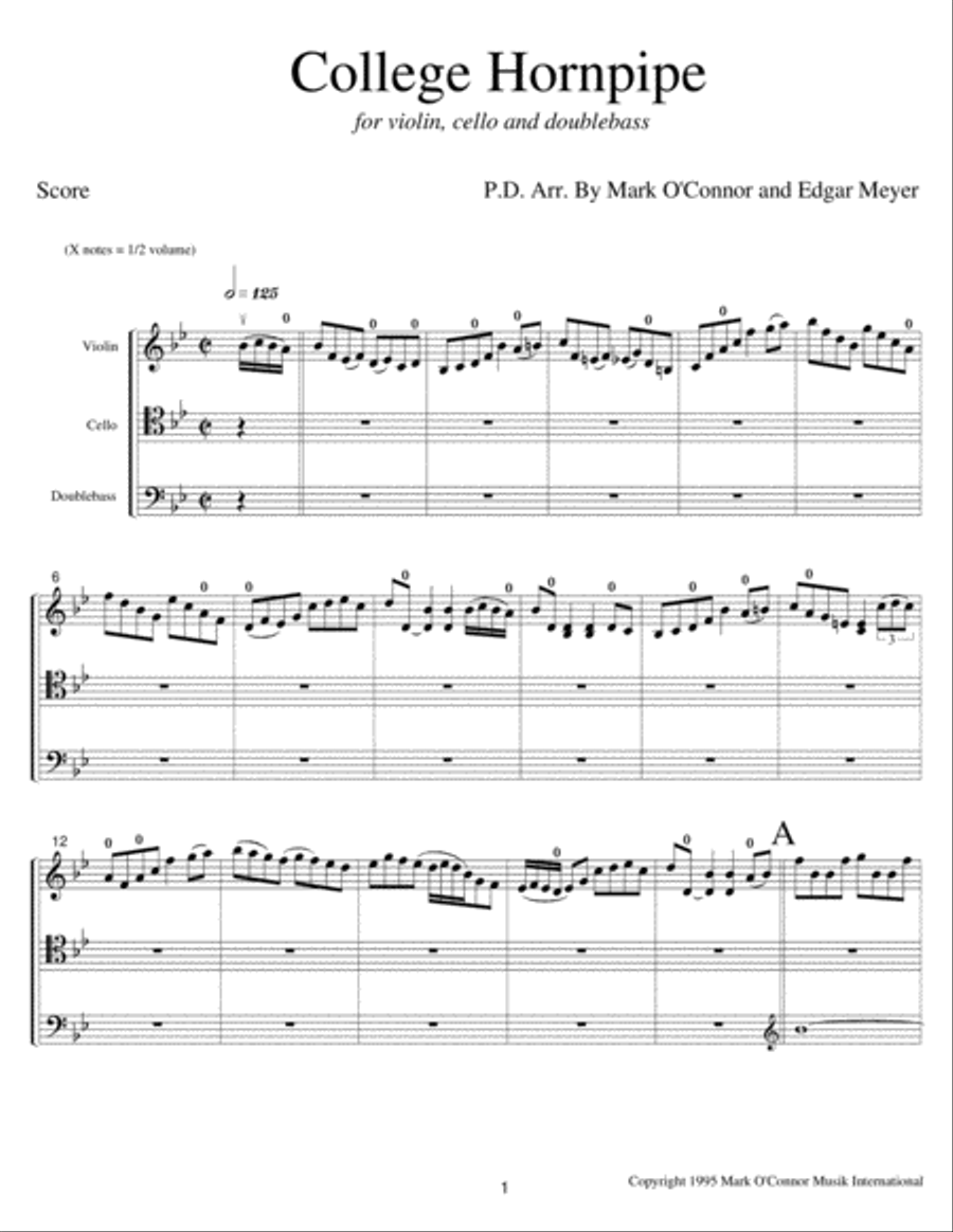 College Hornpipe (score - vln, cel, bs) String Trio scores gallery preview page 4