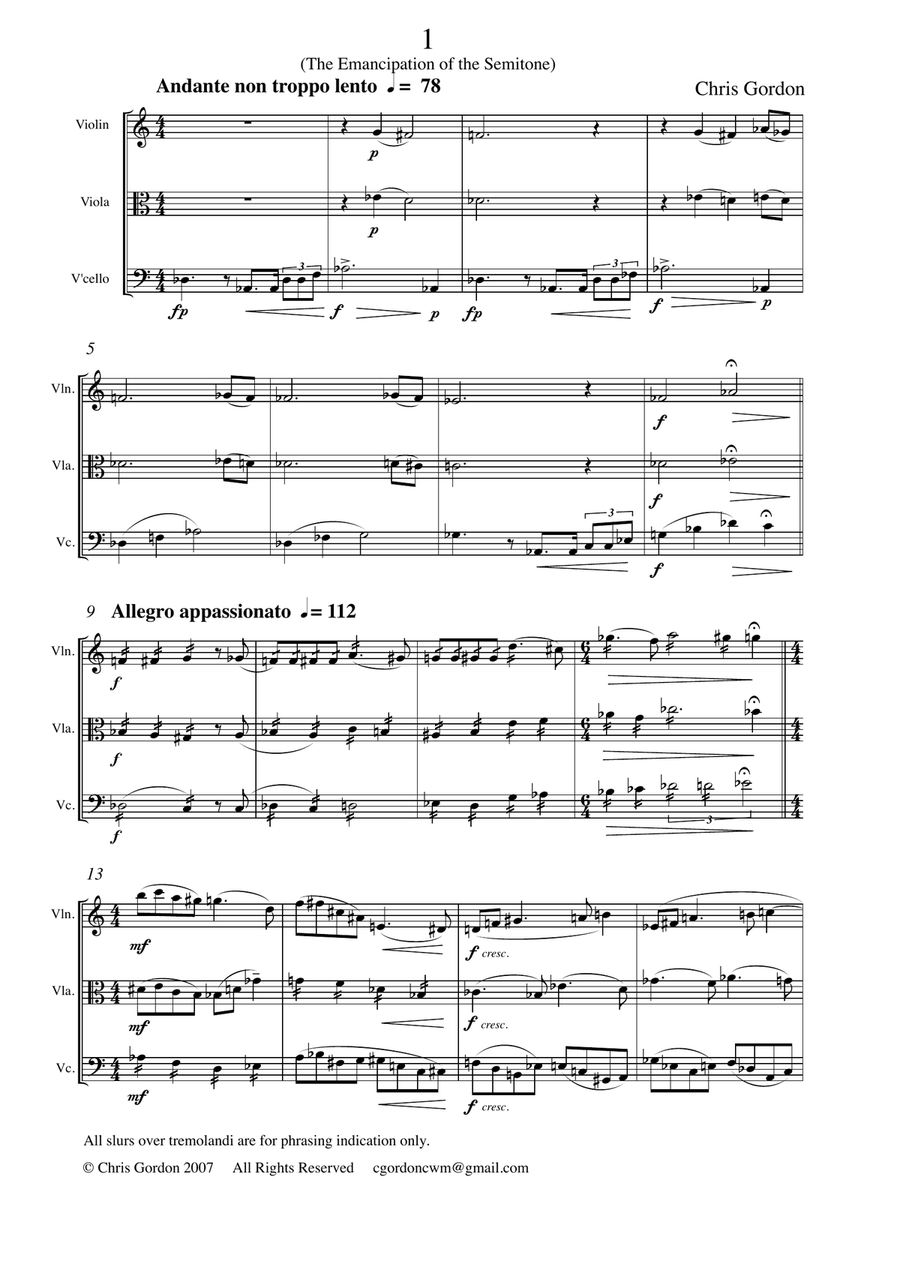 String Trio (for Violin, Viola and Violoncello) String Trio scores gallery preview page 1