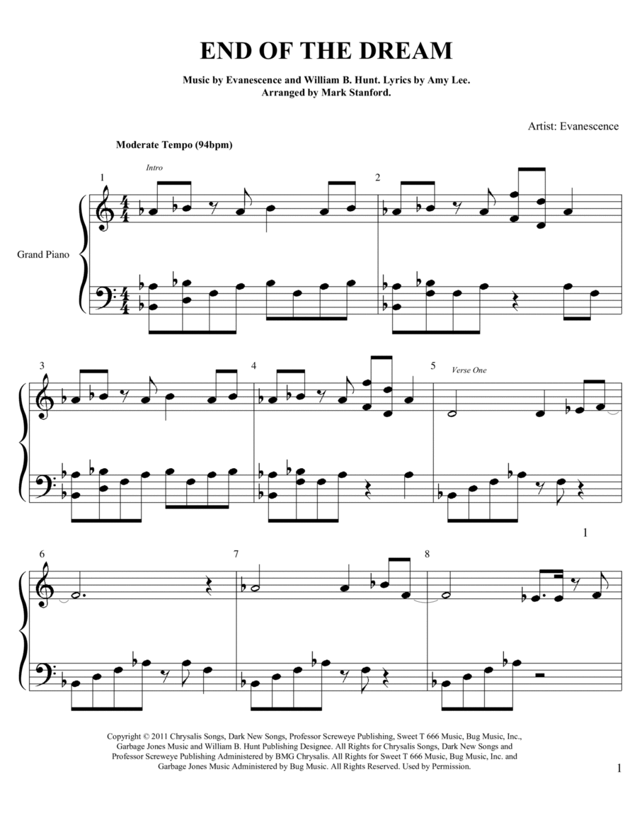 End Of The Dream Piano Solo scores gallery preview page 1