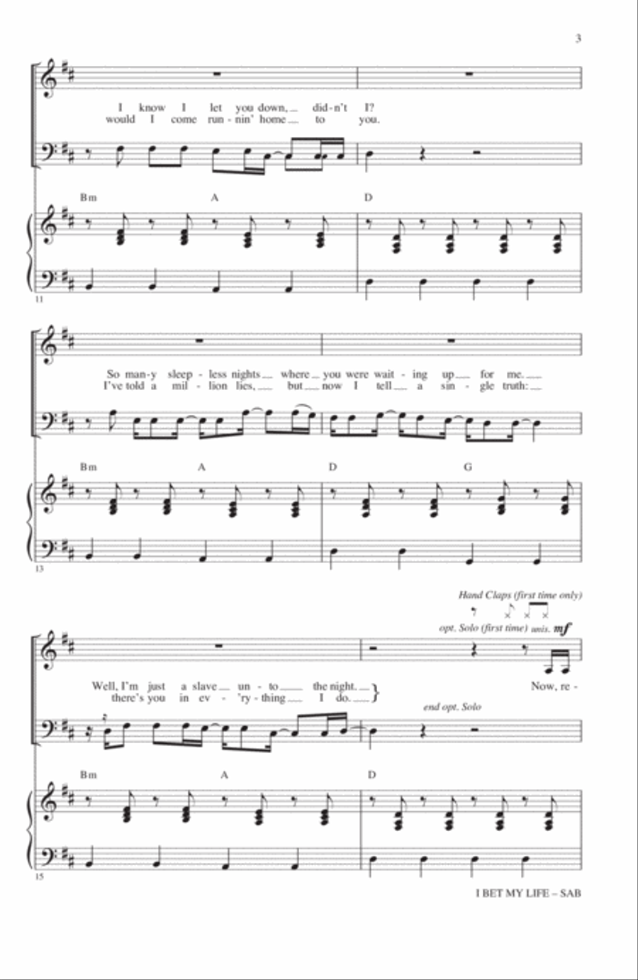 I Bet My Life 3-Part scores gallery preview page 2