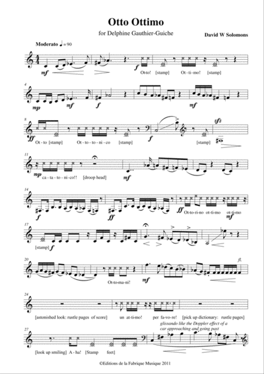 David Warin Solomons: Otto Ottimo theatre piece for solo horn Horn Solo scores gallery preview page 2