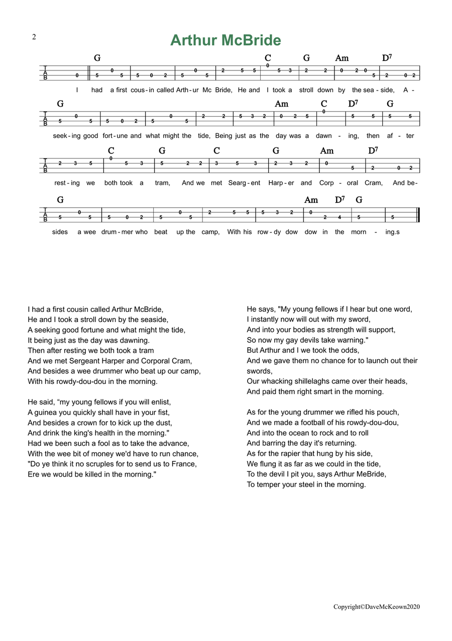 24 Favourite Songs of Ireland, for Mandolin Tab GDAE Mandolin scores gallery preview page 2