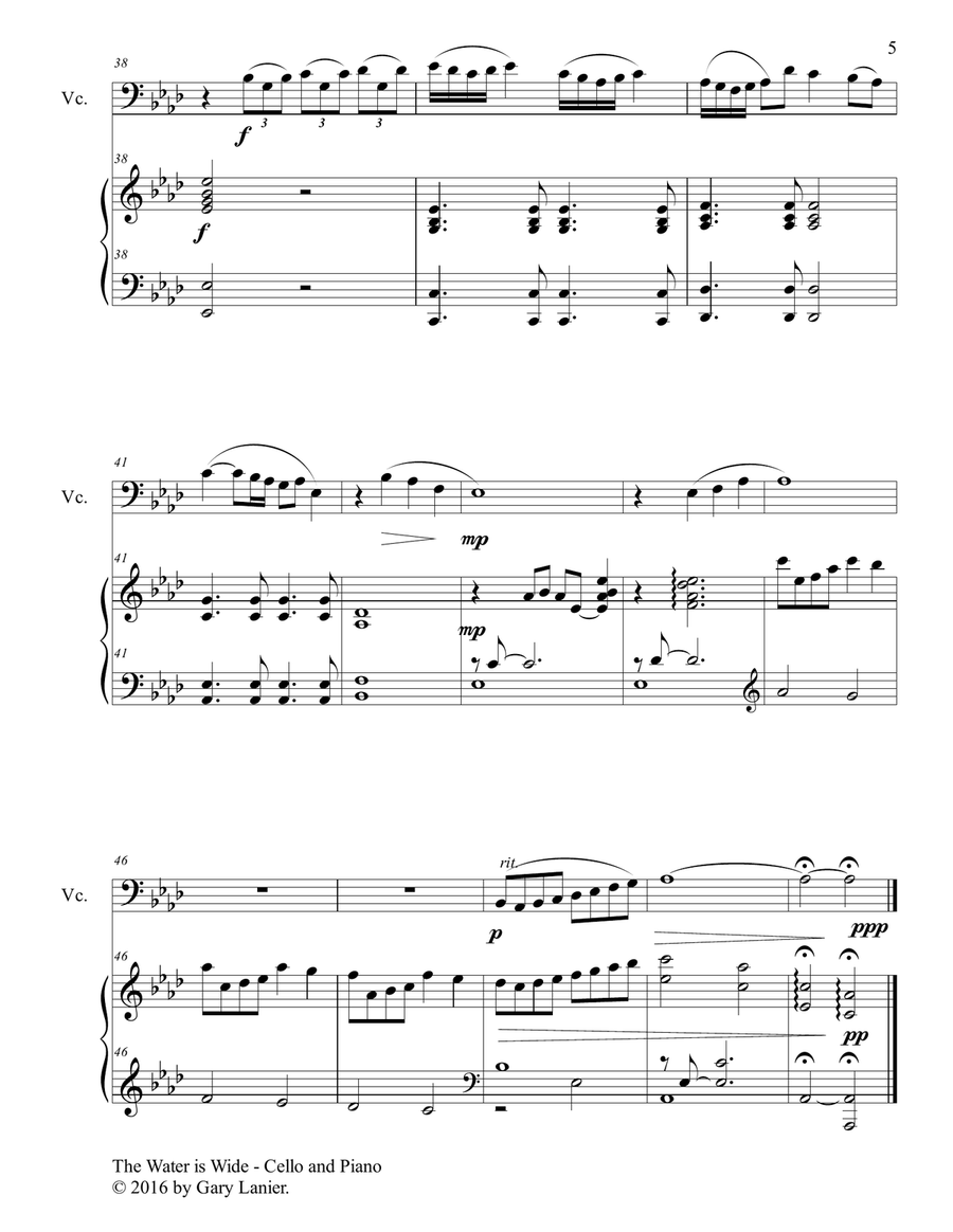 Gary Lanier: 3 Inspiring Hymn Tunes (Duets for Cello & Piano) Piano scores gallery preview page 6