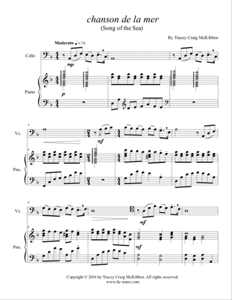 chanson de la mer for Cello Solo Cello Solo scores gallery preview page 2