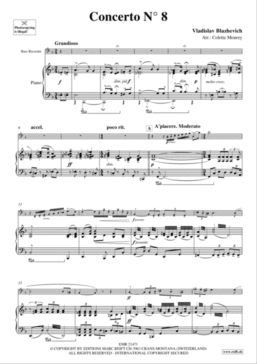 Concerto No. 8 Bass Recorder scores gallery preview page 3