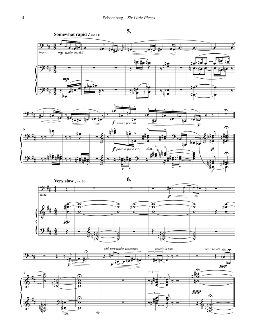 Six Little Pieces, op. 19 for Tuba or Bass Trombone & Piano Bass Trombone scores gallery preview page 4