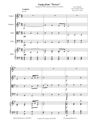 Handel: Largo from Xerxes for Piano Quintet