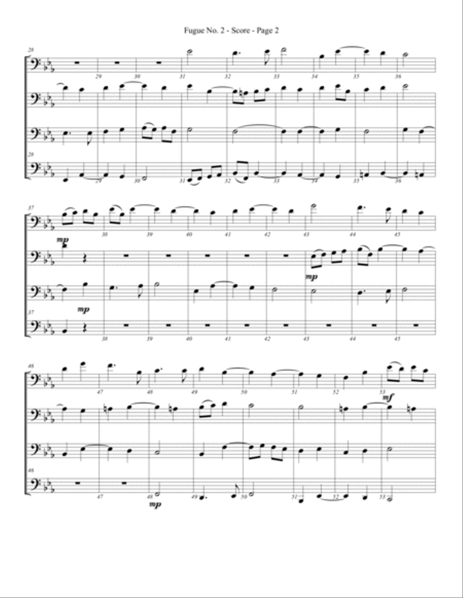 Fugue No. 2 for Trombone or Low Brass Quartet Brass Quartet scores gallery preview page 2