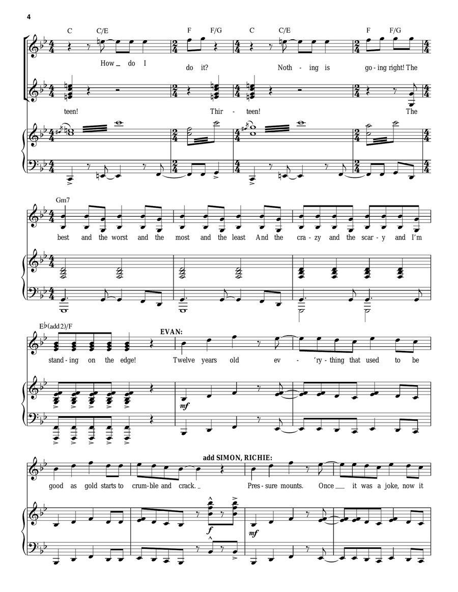 Thirteen / Becoming A Man (from 13: The Musical) Piano, Vocal scores gallery preview page 4