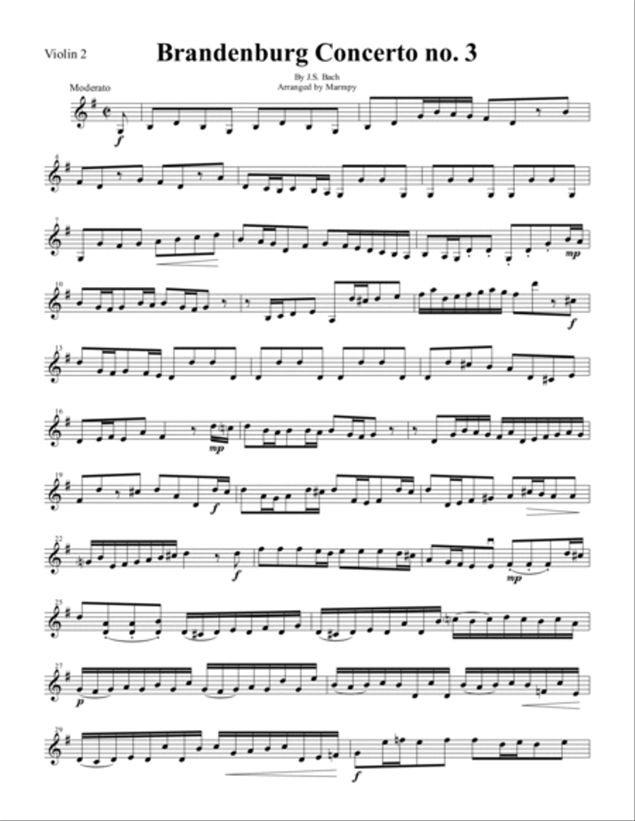 Brandenburg Concerto No.3 First Movement (arranged for String Trio) String Trio scores gallery preview page 4