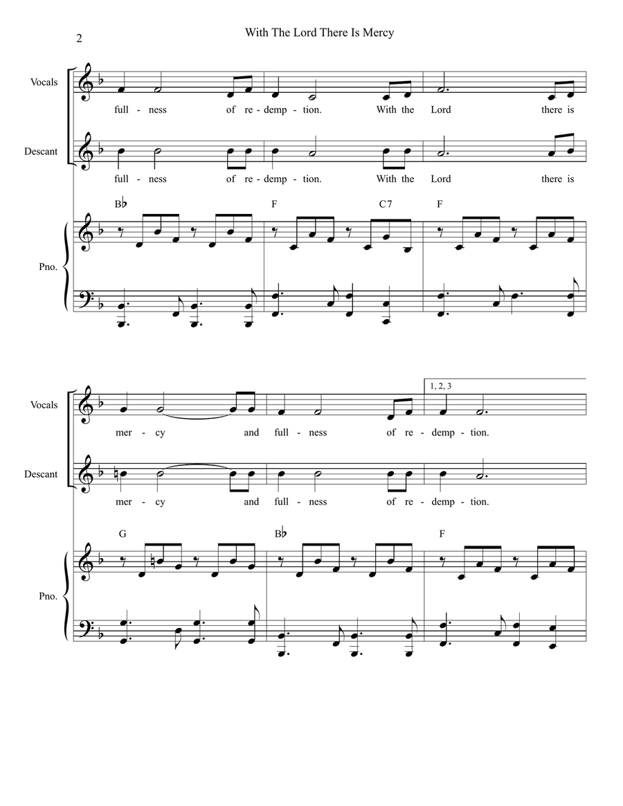 With The Lord There Is Mercy (for 2 voices) Piano scores gallery preview page 2