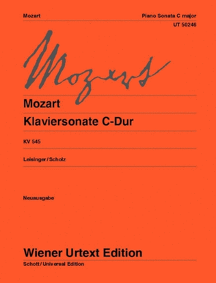 Book cover for Piano Sonata in C major, K 545