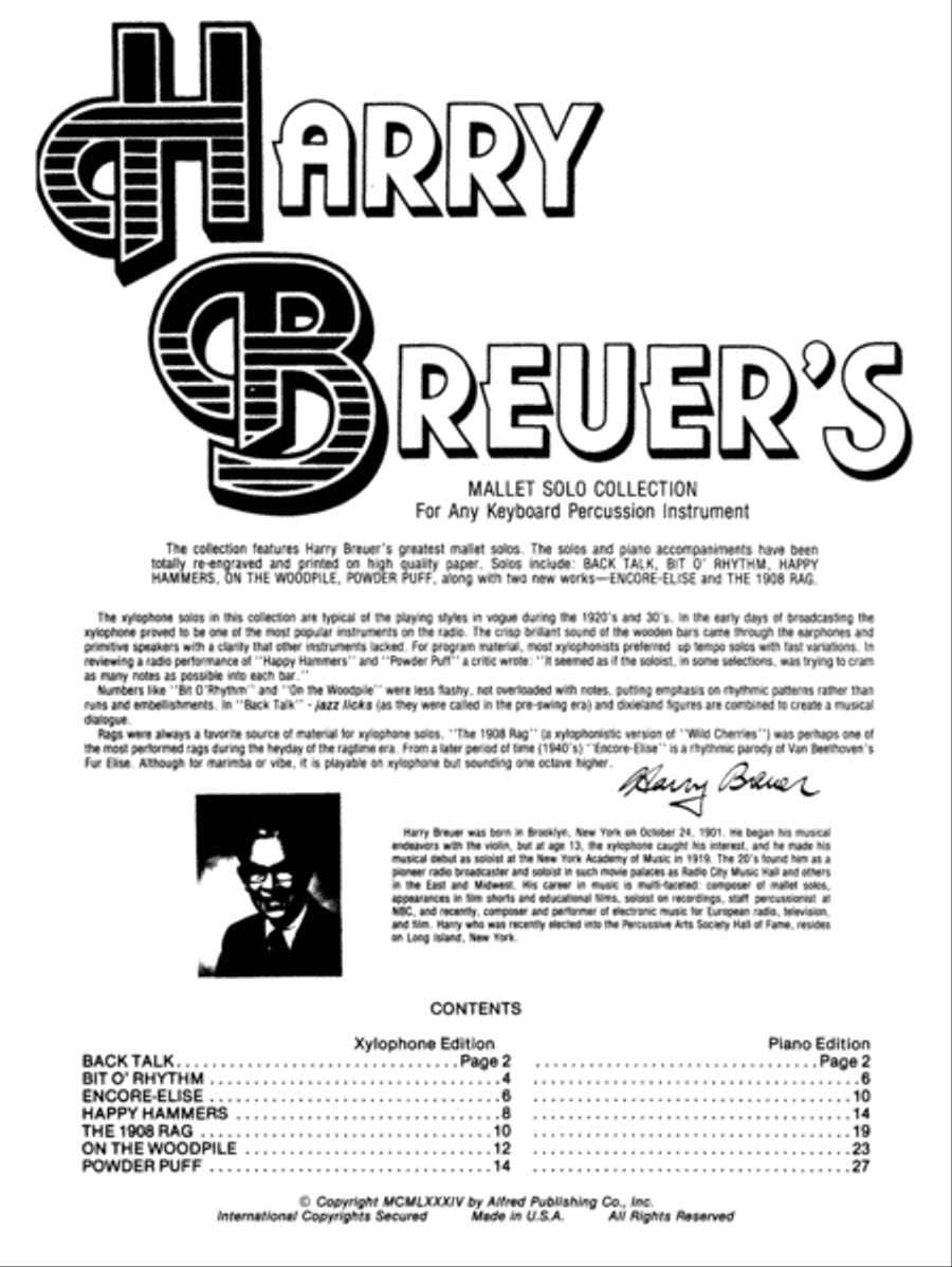 Harry Breuer's Mallet Solo Collection Piano Accompaniment scores gallery preview page 2