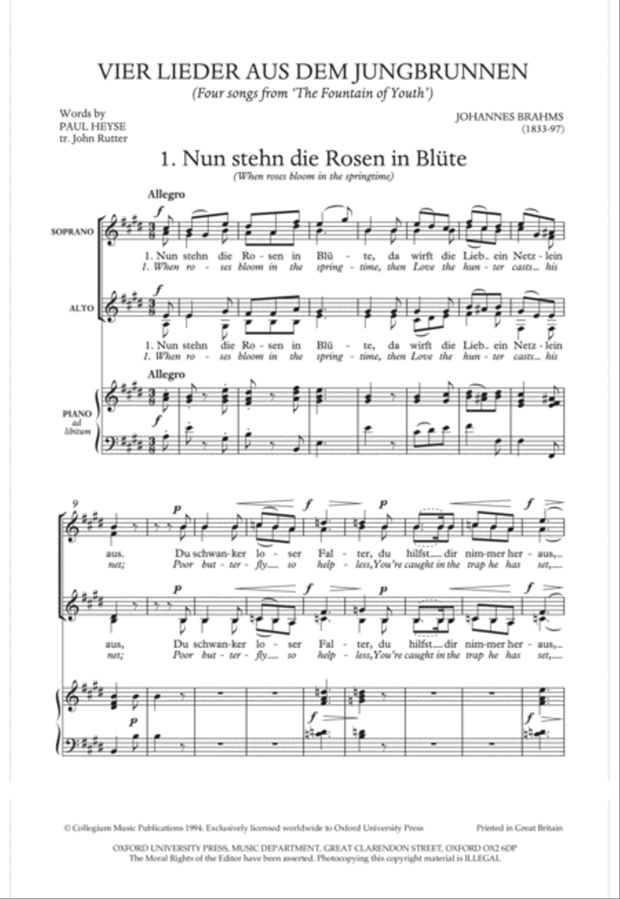 Vier Lieder aus dem Jungbrunnen (Four Songs from The Fountain of Youth) 4-Part scores gallery preview page 3