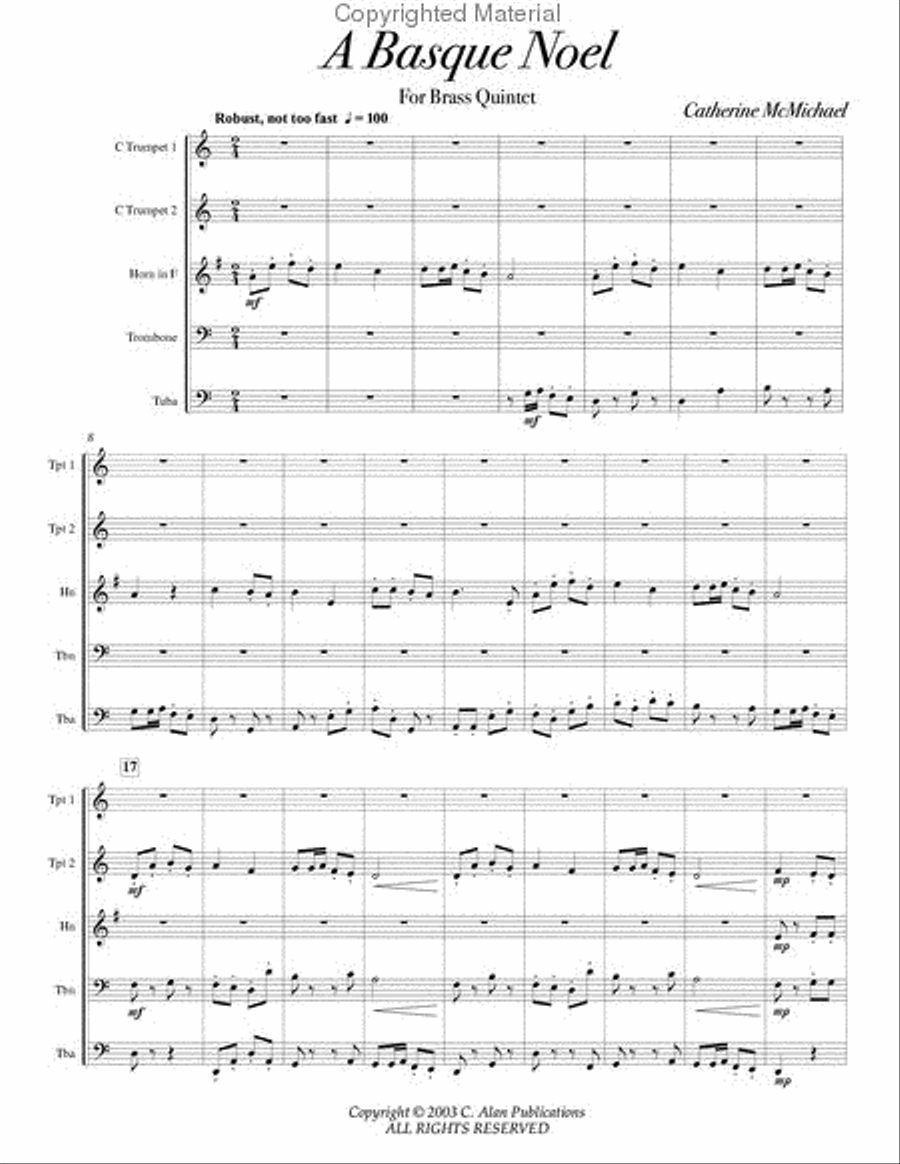 A Basque Noel Brass Quintet scores gallery preview page 2