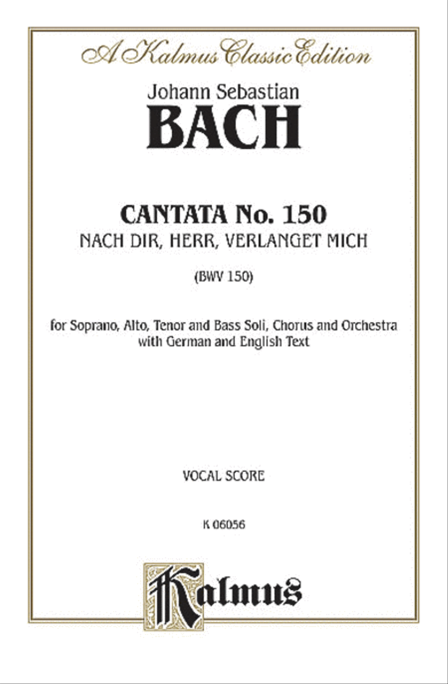 Cantata No. 150 -- Nach dir, Herr, verlanget mich 4-Part scores gallery preview page 1