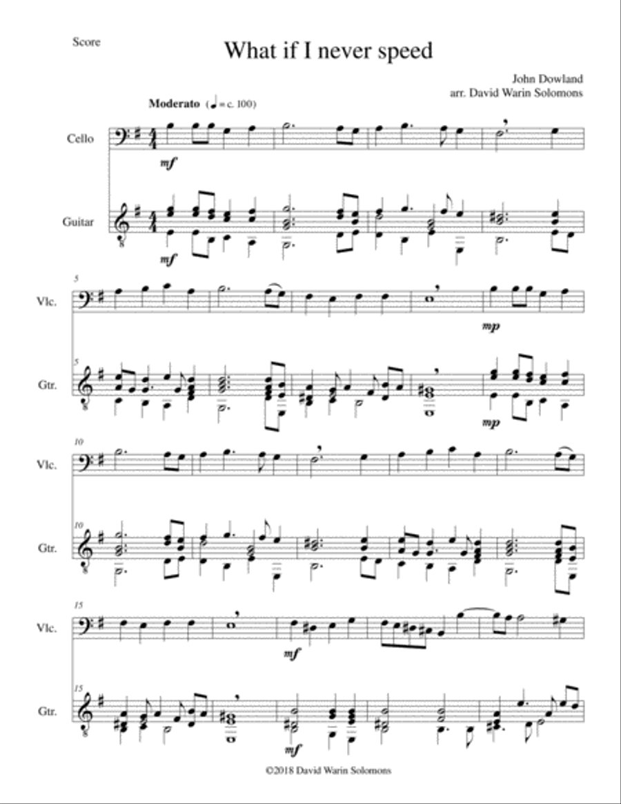 What if I never speed for cello and guitar String Duet scores gallery preview page 1