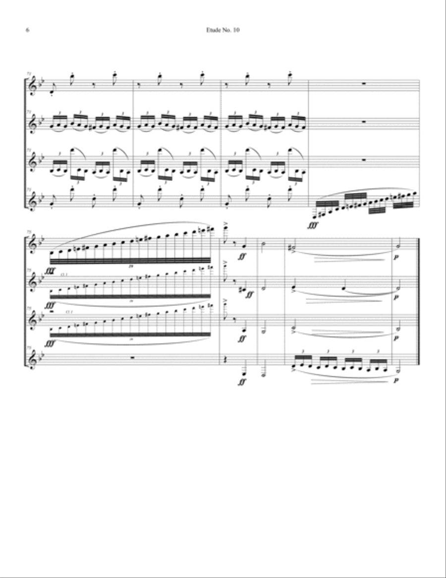 Franz Liszt, Etude No.10. Arranged for Clarinet Quartet Clarinet Quartet scores gallery preview page 6