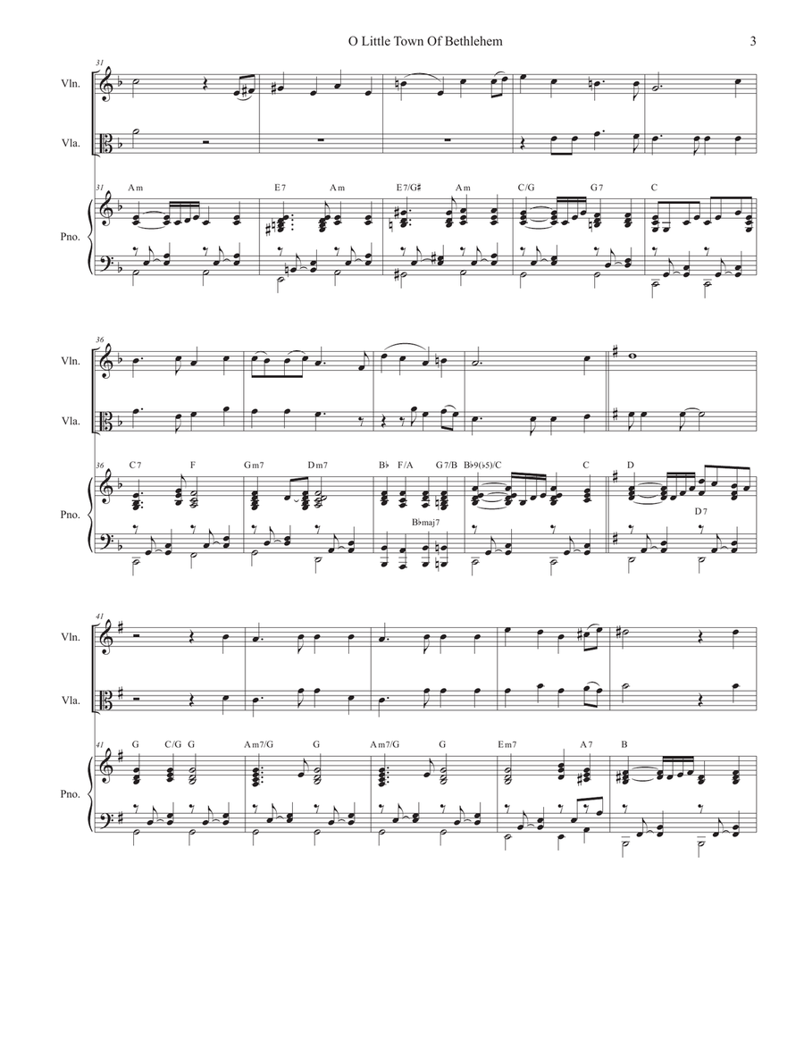 O Little Town Of Bethlehem (Duet for Violin and Viola) String Duet scores gallery preview page 3