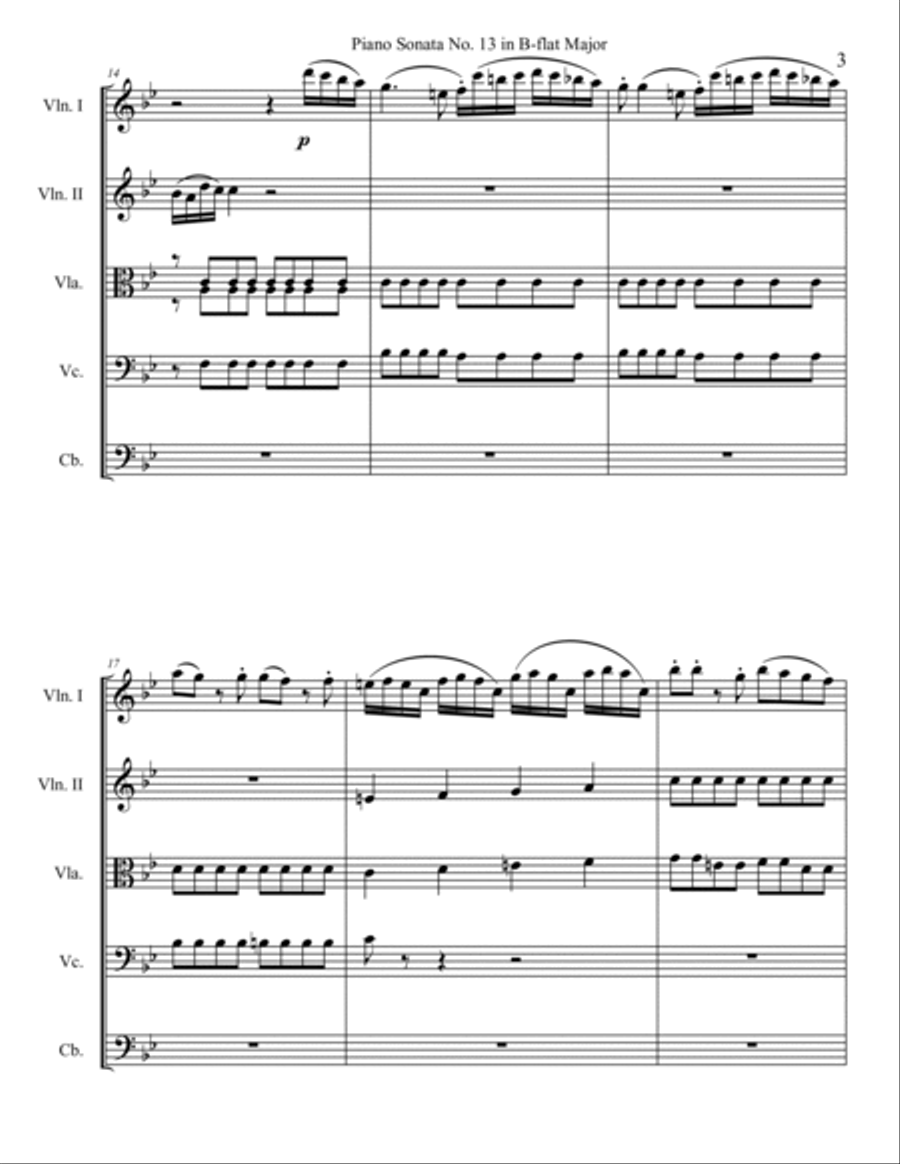 Piano Sonata No. 13, Movement 1 String Orchestra scores gallery preview page 3