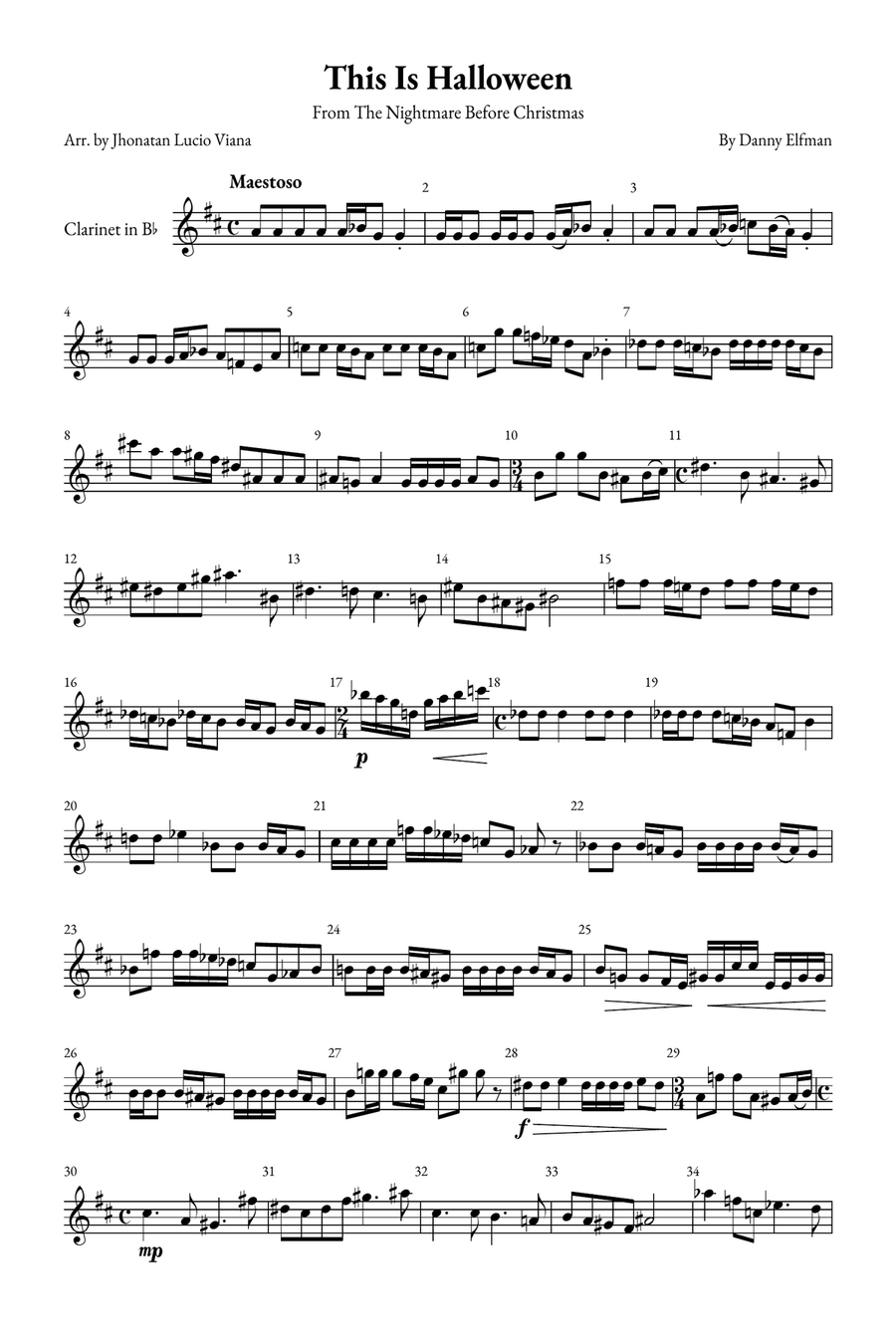 This Is Halloween B-Flat Clarinet scores gallery preview page 1