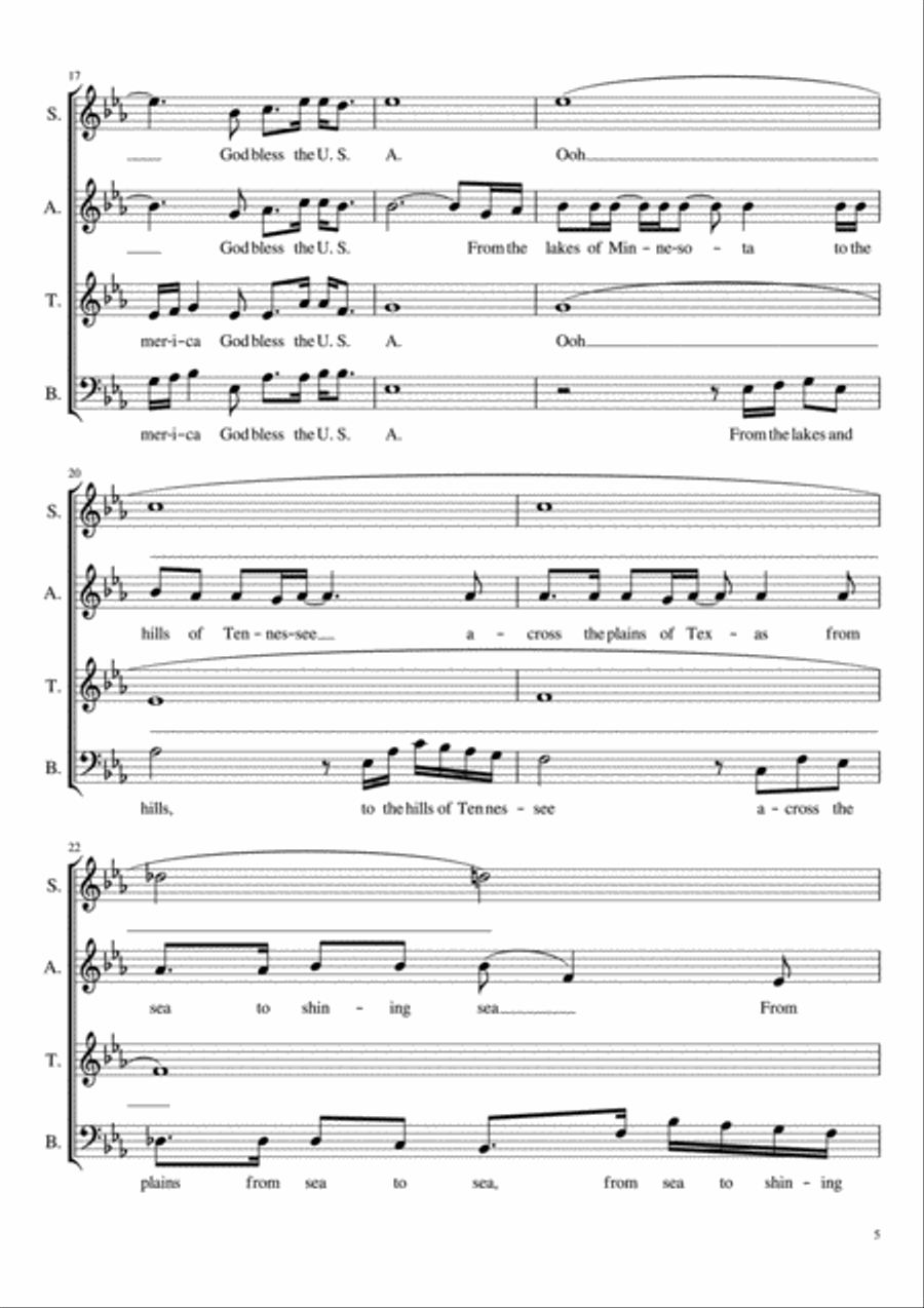 God Bless The U.S.A. 4-Part scores gallery preview page 5