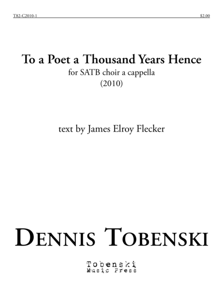 To a Poet a Thousand Years Hence