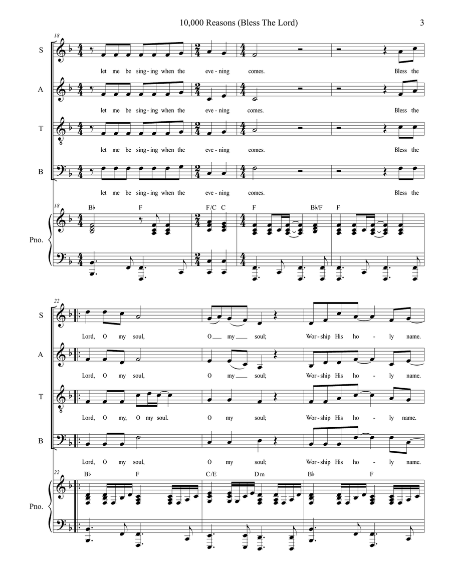 10,000 Reasons (Bless The Lord) Piano, Vocal scores gallery preview page 3