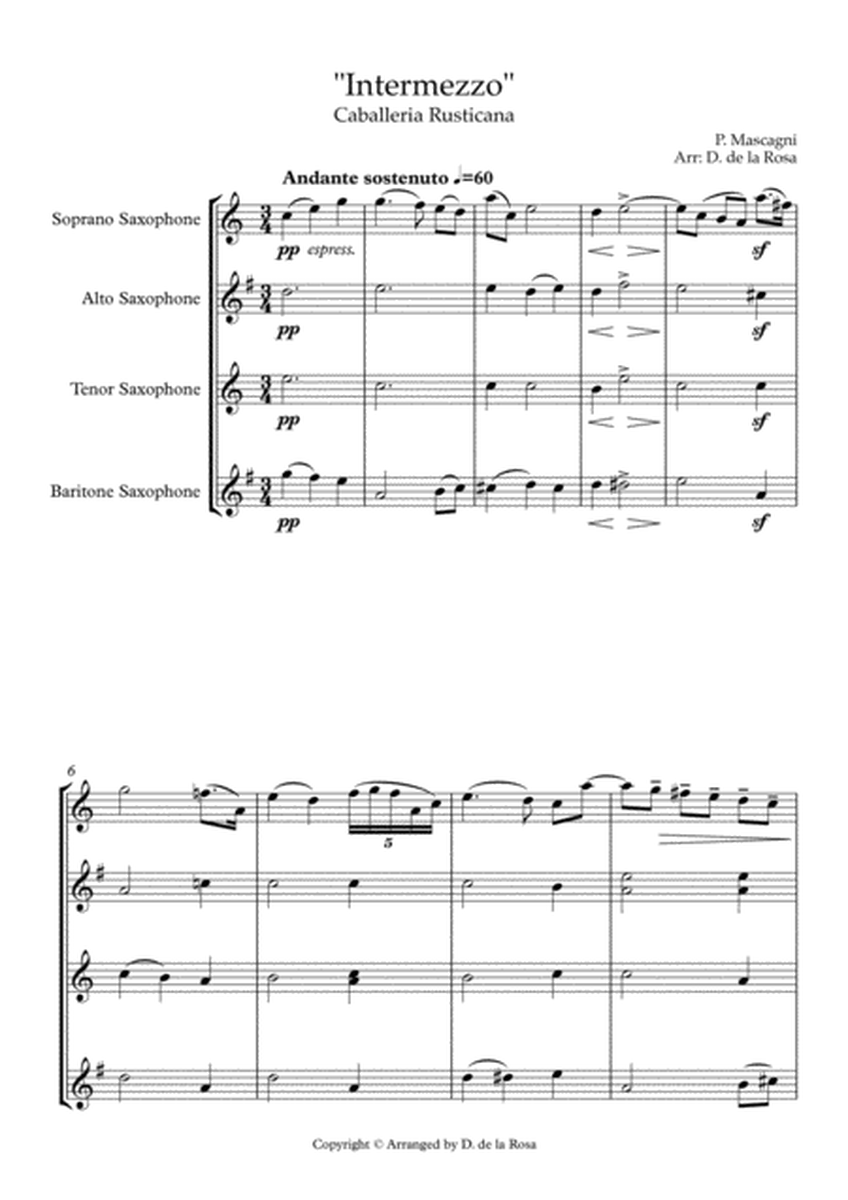 Intermezzo - From Cavalleria Rusticana - P. Mascagni - For Sax Quartet (Full Score and Parts)