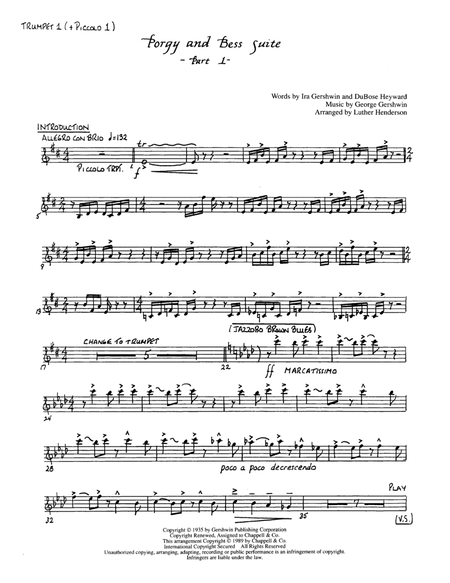 Porgy and Bess Suite - Bb Trumpet 1 (Brass Quintet)