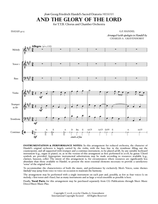 And The Glory Of The Lord (from “MESSIAH”) for Men’s Chorus (TTB) – FULL SCORE