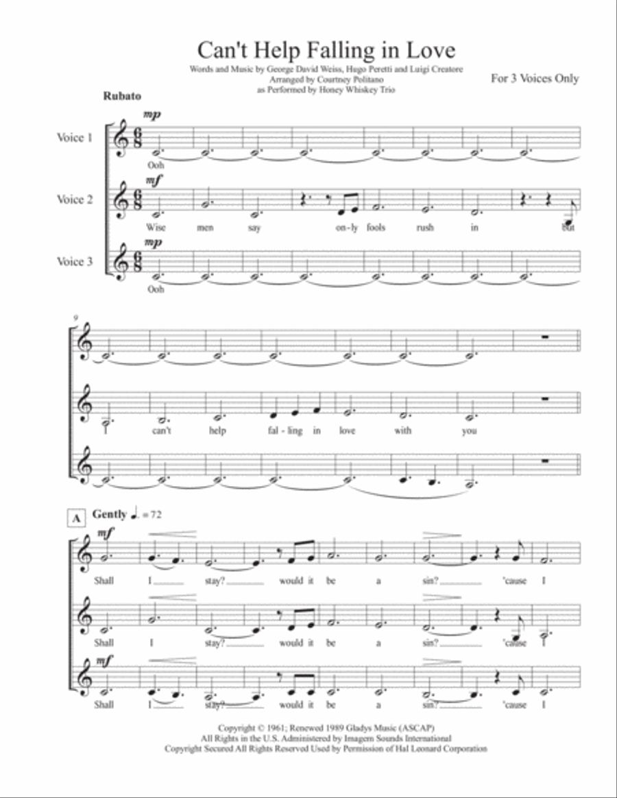 Can't Help Falling In Love Small Ensemble scores gallery preview page 1
