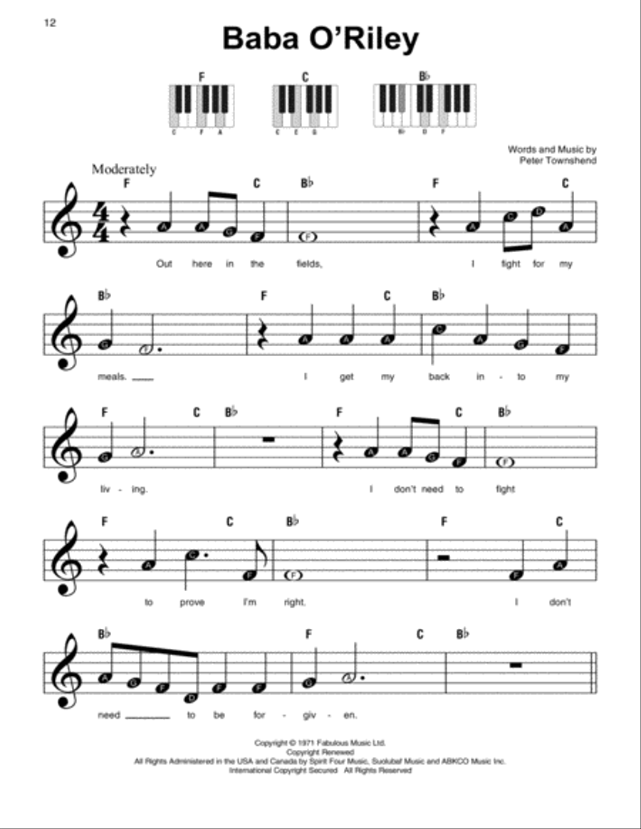 Baba O'Riley Baba O'Riley Easy Piano scores gallery preview page 1