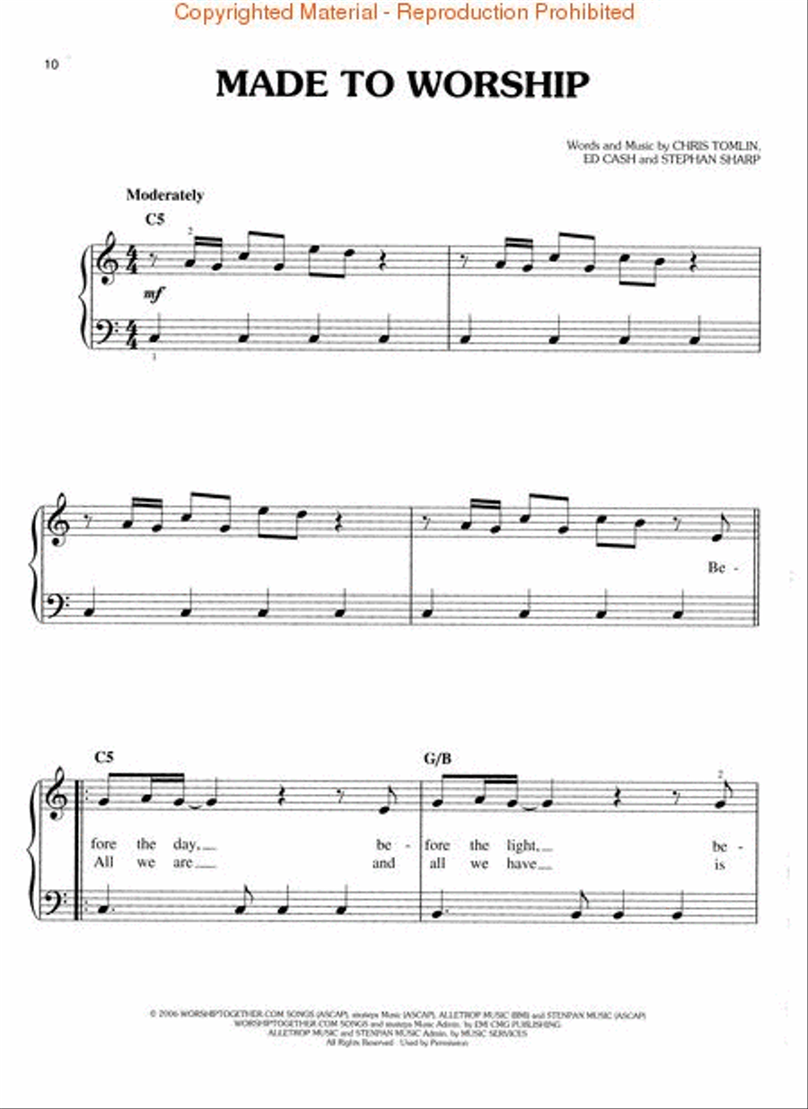 Chris Tomlin - See the Morning Easy Piano scores gallery preview page 3