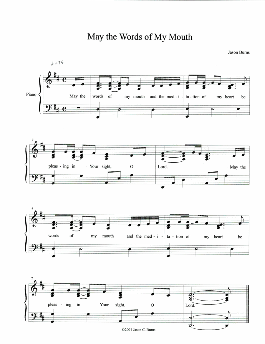 May the Words of My Mouth (Psalm 19, vs 14) Piano, Vocal, Guitar scores gallery preview page 1