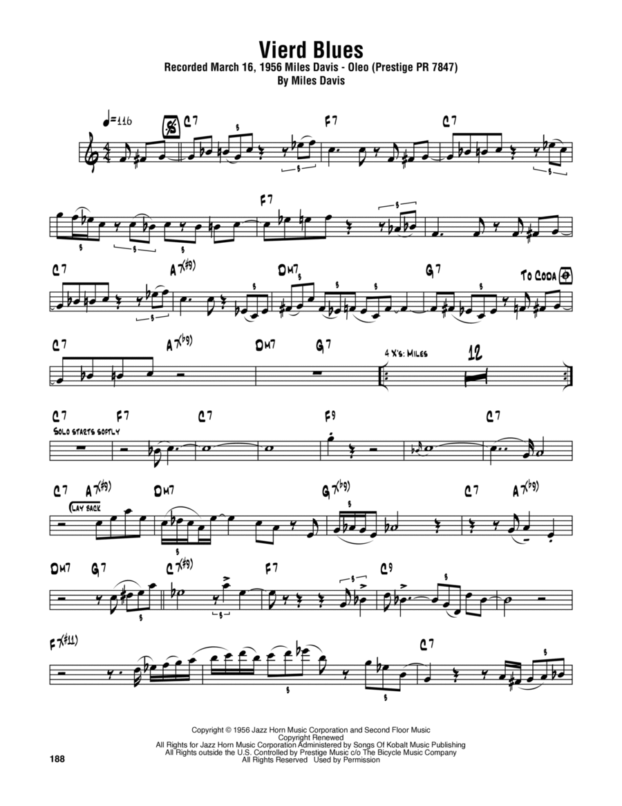 Vierd Blues Tenor Saxophone scores gallery preview page 1