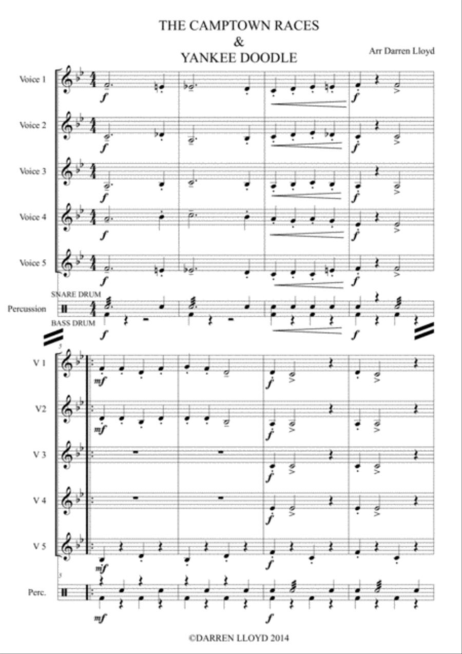 Camptown races & Yankee Doodle Dandy medley for flexible band (brass or wind). Camptown races & Yankee Doodle Dandy medley for flexible band (brass or wind). Large Ensemble scores gallery preview page 1