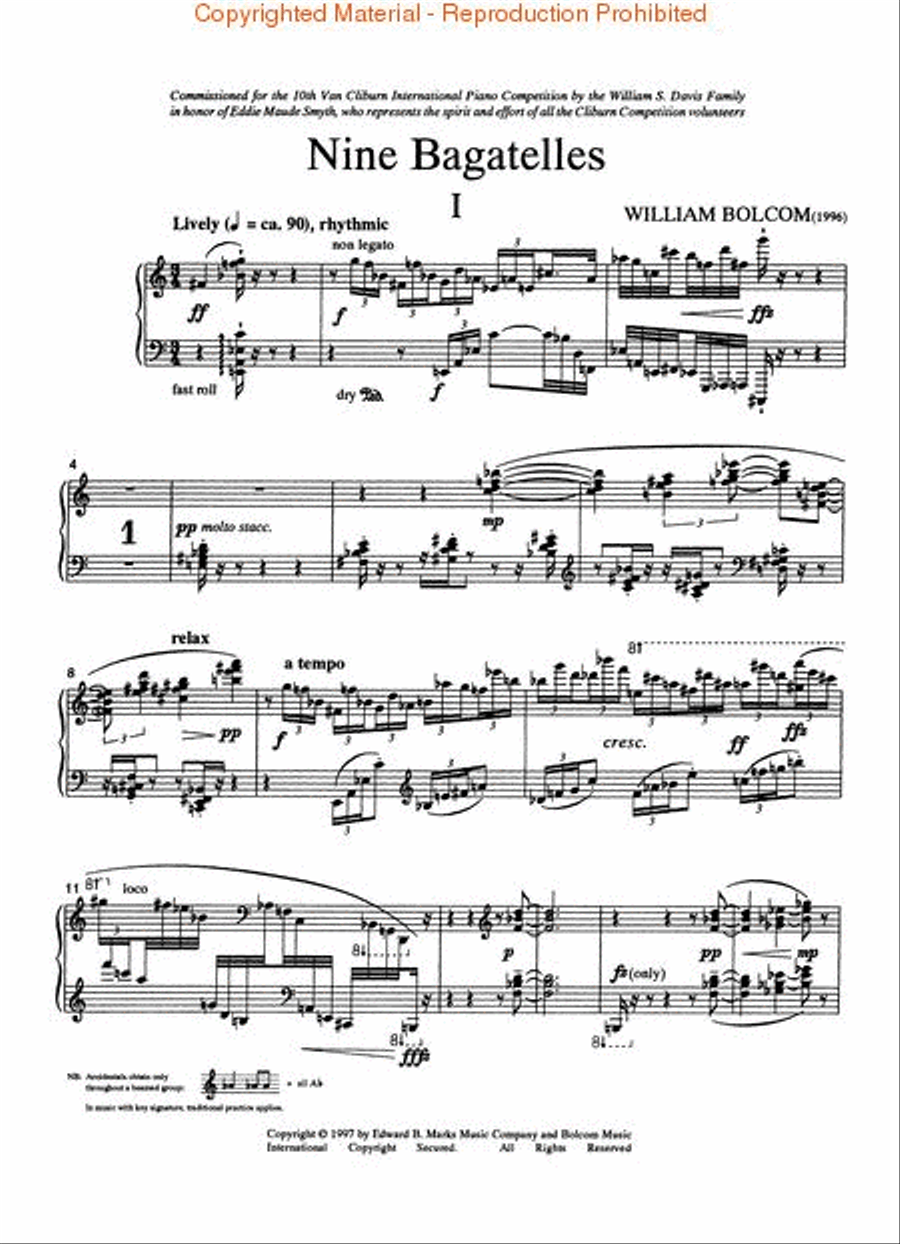 Nine Bagatelles Piano Solo scores gallery preview page 2