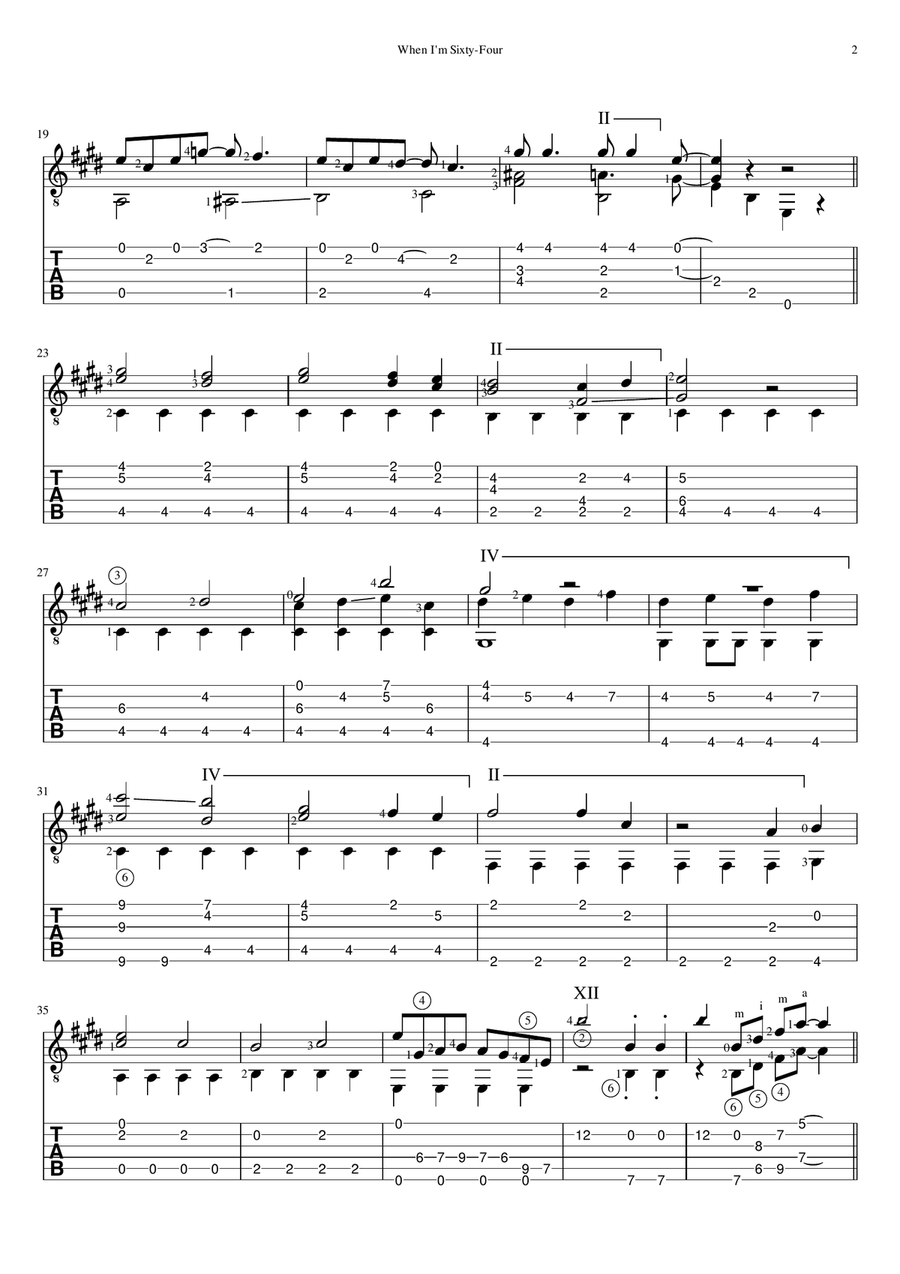 When I'm Sixty-Four Guitar Solo scores gallery preview page 2