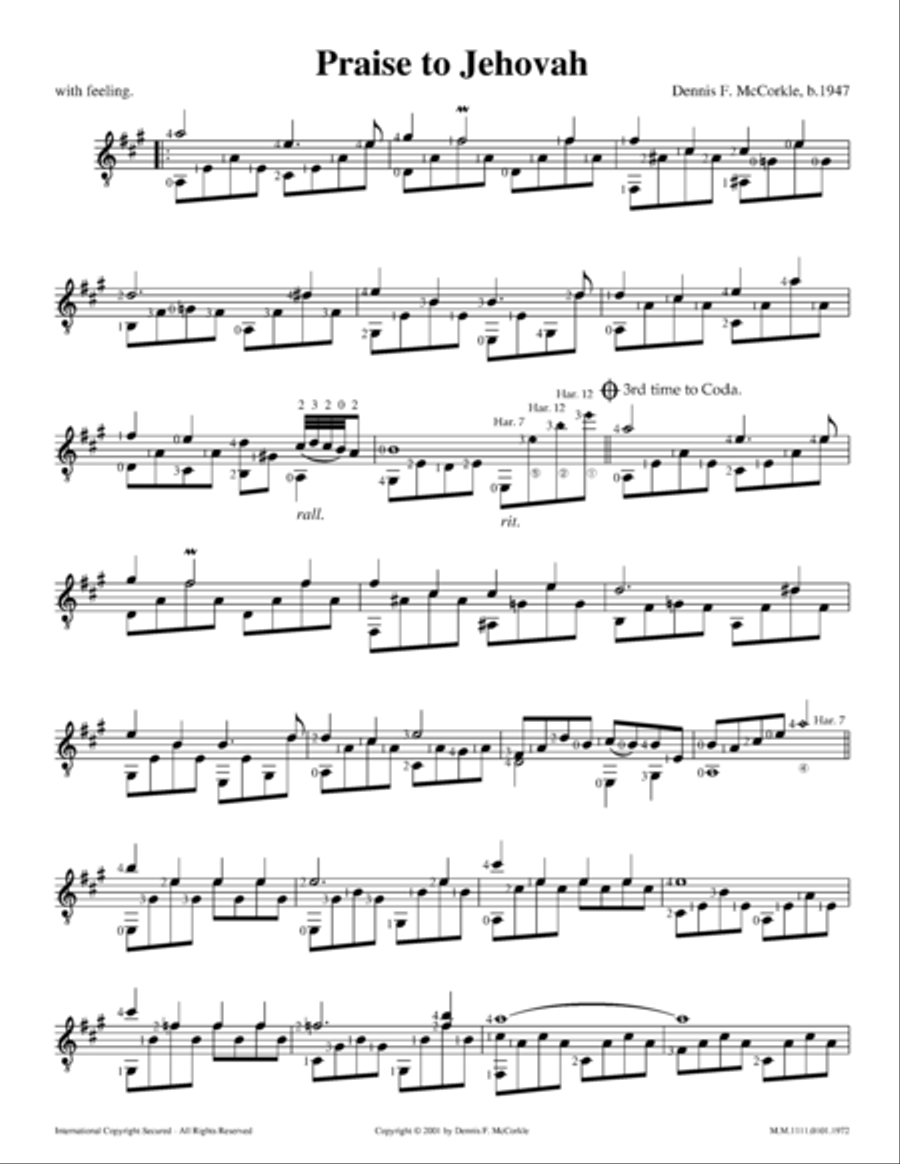 Praise to Jehovah Guitar Solo scores gallery preview page 1