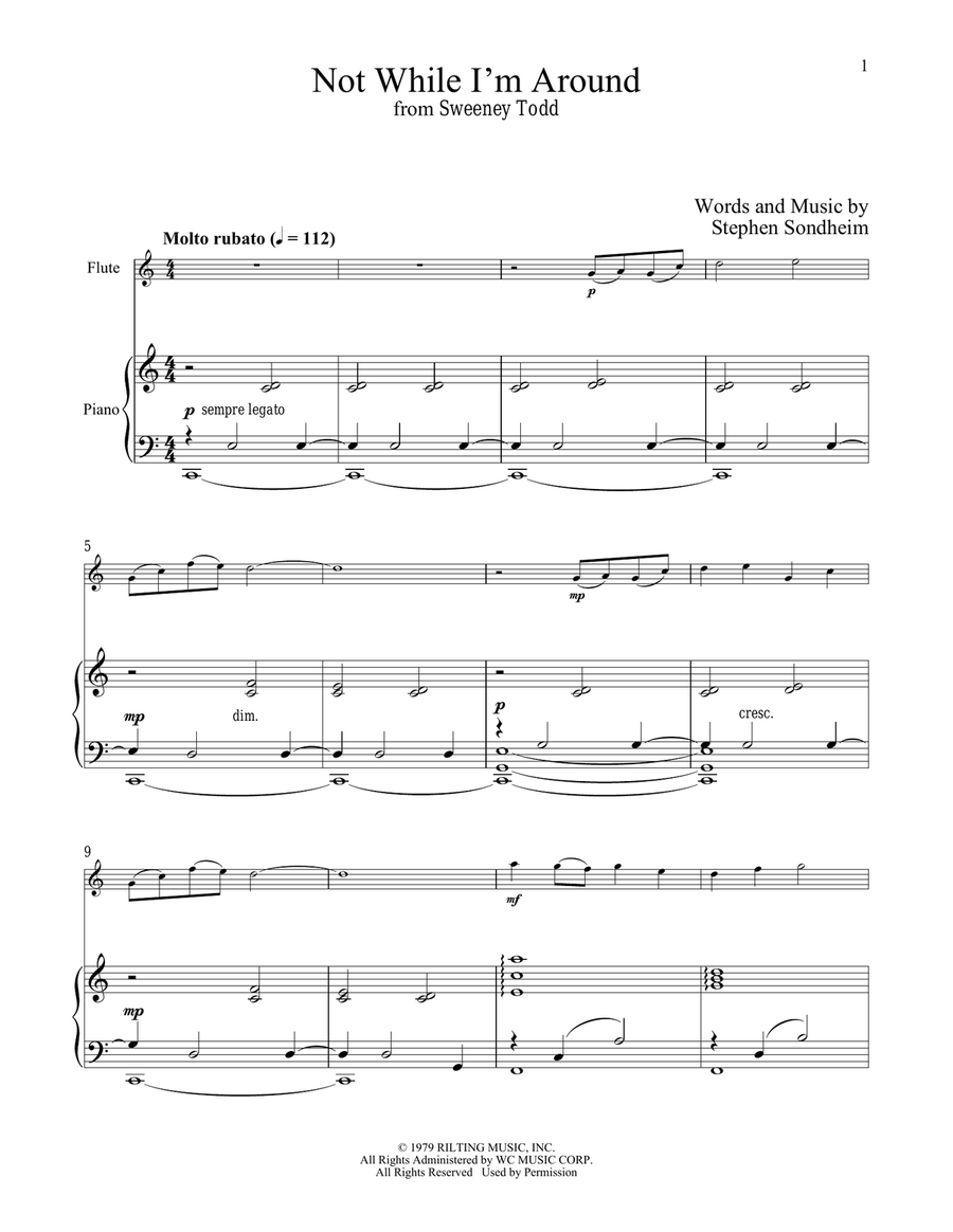 Not While I'm Around (from Sweeney Todd) Flute Solo scores gallery preview page 1