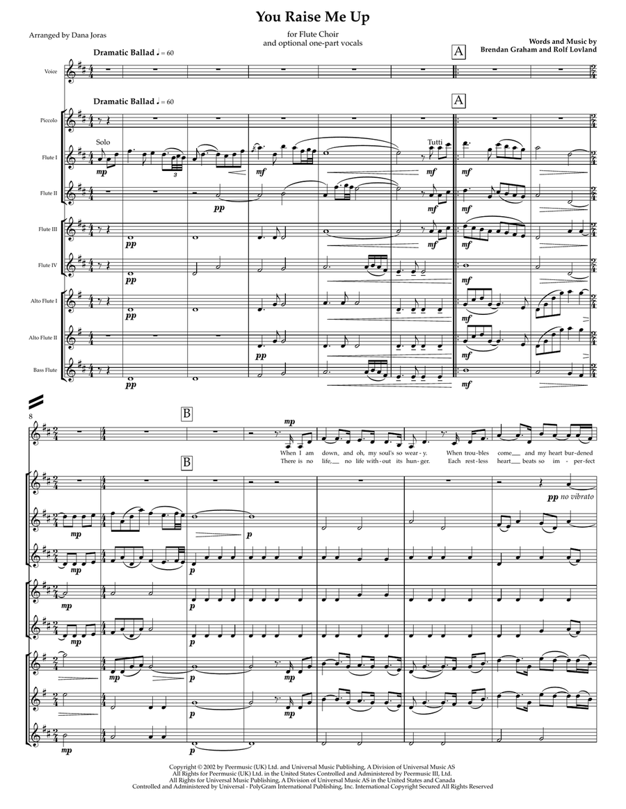 You Raise Me Up Flute Choir scores gallery preview page 1