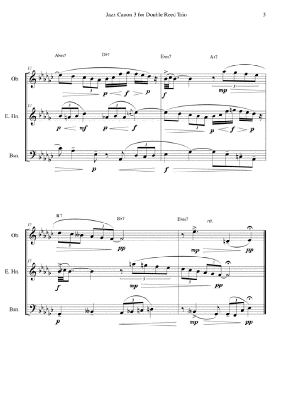 Jazz Canon 3 for Double Reed Trio Woodwind Trio scores gallery preview page 3
